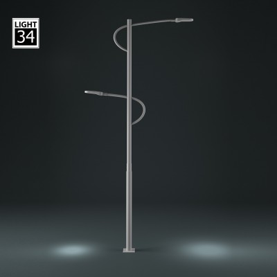 Road Steel Street Lighting Pole Double Arm Galvanized 6 Meters Street Light Led Lamp