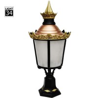 Antique 9W Pillar Light Copper Head Walkway Lighting Outdoor Led Garden Lights