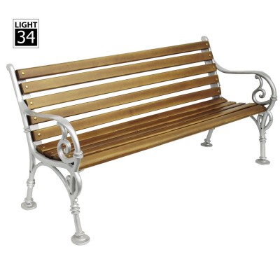 Cast Aluminum Wooden Bench Outdoor Furniture Urban Garden Bench