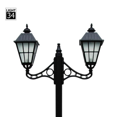 Outdoor Decorative Black Garden Light Pole Double Arm Lamp Post